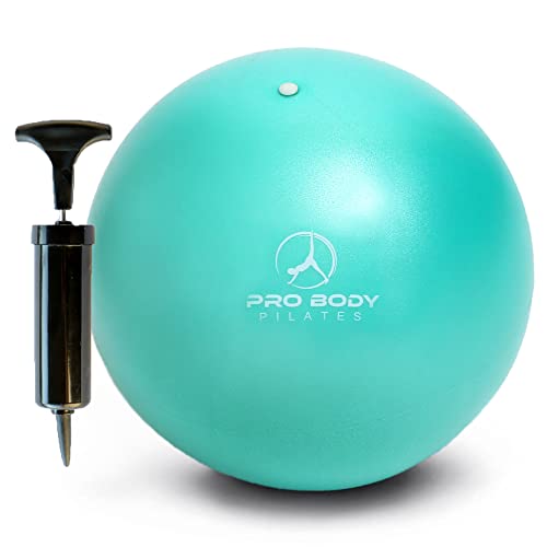 ProBody Pilates Ball Small Exercise Ball w/Pump, 9 Inch Barre Ball, Mini Soft Yoga Ball, Workout Ball for Stability, Barre, Ab, Core, and Physical Therapy Ball at Home Gym & Office (Aqua)