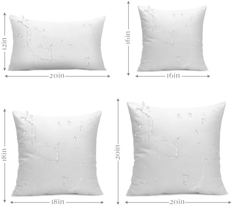 Ashler 20 x 20 Outdoor Pillows, Waterproof Inserts Set of 4 Water Resistant Throw Pillow Inserts, Hypoallergenic Pillows for Patio, Bench, Garden, Indoor Outdoor Summer Decorative