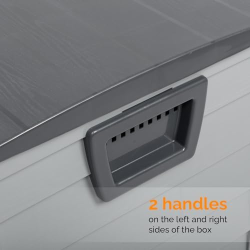 VINGLI 75 Gallon Outdoor Storage Box, Lockable Plastic Storage Containers with Lid, Patio Deck Box Furniture for Garden, Pool, Balcony, Yard (Grey)