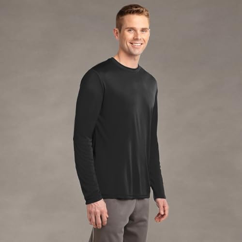 Dri-Tek Big & Tall Long Sleeve Moisture Wicking Athletic T-Shirt, Black, LT