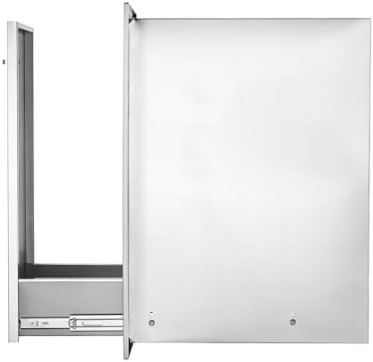 VEVOR Pull Out Trash Drawer 13.4"W x 25.7"H x 19.6"D Lower Sliding Rails Stainless Steel Roll Out Trash Bin Pull Out Tray Outdoor Kitchen Trash Drawer with Handle for BBQ Island Grill Station