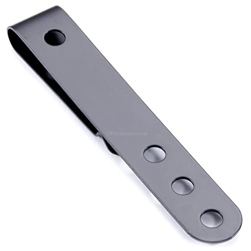 HolsterSmith Universal Metal Belt Clip for Holster Making - (Model 5) - (3-Hole) - (Tactical Black) - (w/Spartan Helmet Engraving) - (2 Pack)