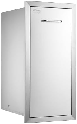 VEVOR Pull Out Trash Drawer 13.4"W x 25.7"H x 19.6"D Lower Sliding Rails Stainless Steel Roll Out Trash Bin Pull Out Tray Outdoor Kitchen Trash Drawer with Handle for BBQ Island Grill Station