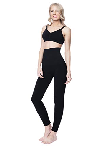 MOTHERS ESSENTIALS Postpartum High Waist Tummy Compression Control Slimming Leggings (xsmall, black)