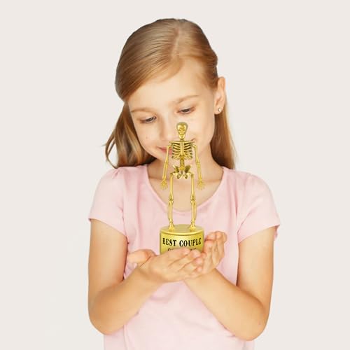 ORIENTAL CHERRY Halloween Party Supplies - Golden Best Costume Skeleton Trophies for Kids Adults Contest Awards Prizes - 4 Pack