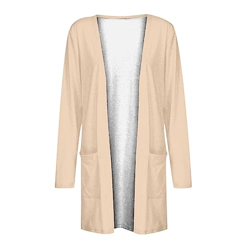 Lightweight Cardigan for Women 2024 Fall Casual Solid Long Sleeve Open Front Cardigans Outwear with Pockets