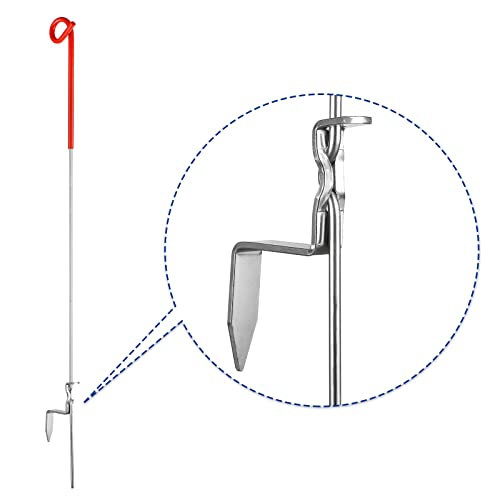 Fence Shock 41 Inches Systems Pig Tail Step-in Fence Post, Stainless Steel for Garden and Farm, Portable Fence Ideal for Electric Fencing - Pack of 30 Red