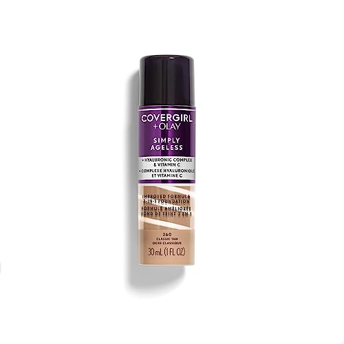 COVERGIRL & Olay Simply Ageless 3-in-1 Liquid Foundation, Classic Tan, 1 Fl Oz (Pack of 1)