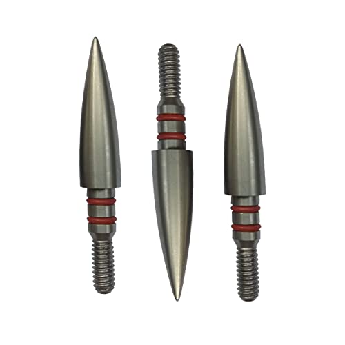 Aklisdlha Field Points arrowheads 100/125/150/200/300 Grains Archery Field Points,Stainless Steel Screw in Archery Field Tips and Broadheads (1 Dozen 12 PCS) (19/64″-125 Grains)