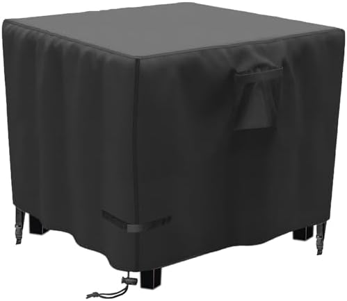 Propane Fire Pit Cover Square 32 Inch, Waterproof Heavy Duty 600D Gas Fire Pit Table Cover 32 x 32 x 25 Inch, Fit 28/29/30/31/32 Inch Firepit Table, All-weather Protection For Patio Fire Table