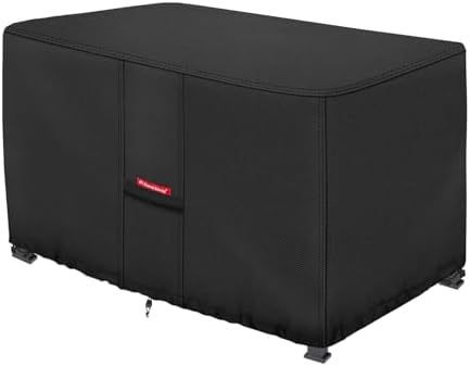 Porch Shield Patio Fire Pit Cover - Waterproof 600D Outdoor Rectangular Fire Table Cover Deck Box Protector - 48 x 28 inch, Black