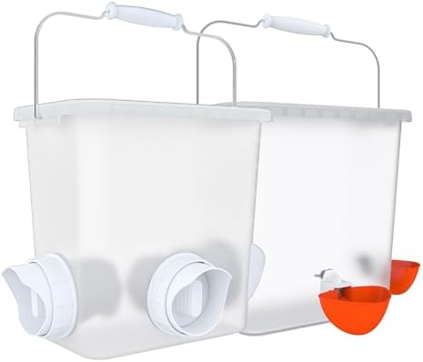 Large Automatic Chicken Feeder and Waterer Set Hanging Chicken Water Feeder Poultry Feed Bucket