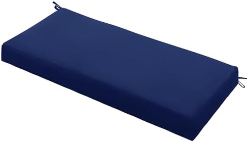 Outdoor Bench Cushion Waterproof 48"x18" – Fade-Resistant Patio Furniture Cushion with Ties for Porch Swing, Loveseat, or Indoor Bench Replacement, Navy Blue