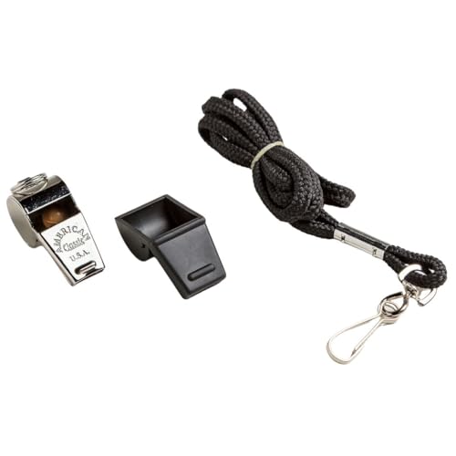 American Whistle Corporation American Classic Whistle - 126 db Solid Brass Whistle with Lanyards and Safe-T-Tip - Made in America (Black)