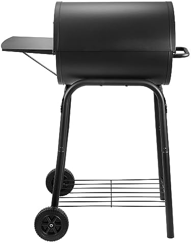 Charcoal Grill Outdoor BBQ Grill, Barrel Charcoal Grills with Side Table, with Nearly 500 Sq.In. Cooking Grid Area, Outdoor Backyard Camping Picnics, Patio and Parties, Black