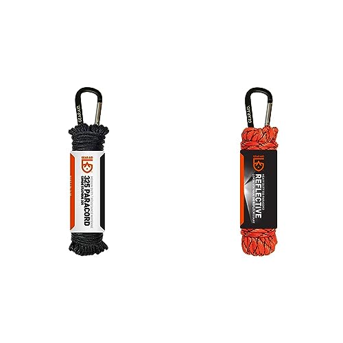 GEAR AID 325 Paracord and Carabiner, Utility Cord for Camping and Hiking,, Nav Green, 50 ft