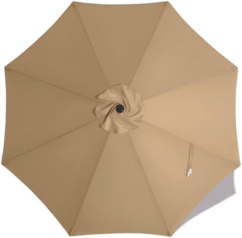 MASTERCANOPY Patio Umbrella 9 ft Replacement Canopy for 8 Ribs-Khaki Canopy Only