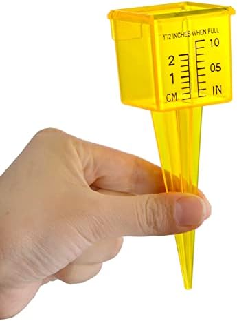 Okllen 15 Pack Rain Gauge, 1.5" Sprinkler Gauge with Wide Mouth, Outdoor Water Measuring Tool for Lawn, Garden, Yard, Bright Yellow, Transparent, Zero is 1/4" from The Bottom