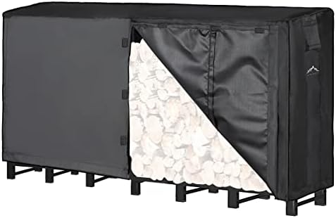 Himal 8ft Waterproof Firewood Cover, Heavy Duty 600D Oxford Outdoor Storage Wood Rack Cover with Buckle (Log Rack not Included)