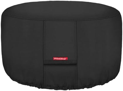 Porch Shield Fire Pit Cover - Waterproof 600D Heavy Duty Fade Resistant Round Patio Fire Bowl Cover Black - 50 inch