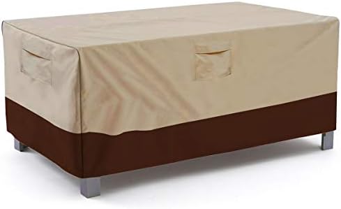 Vailge Rectangular/Oval Patio Table Cover, Heavy Duty and Waterproof Outdoor Lawn Patio Furniture Covers, Large Beige & Brown