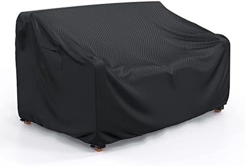 Patio Sofa Cover Waterproof - Heavy Duty 2-Seater Outdoor Couch Cover Patio Furniture Covers with Air Vent and Handles, 60" L×34" D×30" H, Black