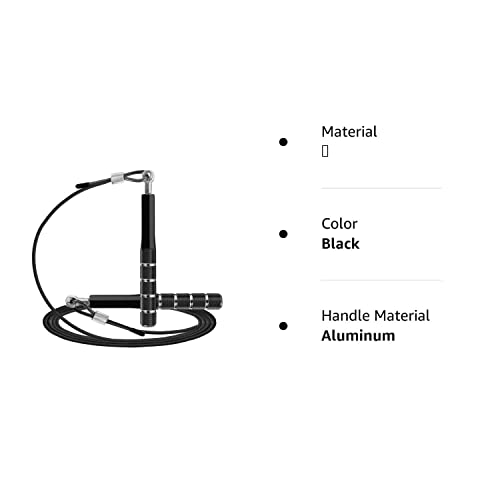 Jump Rope, Wastou Speed Jumping Rope for Training Fitness Exercise, Adjustable Adults Workout Skipping Rope for Men, Women, Kids, Girls (Black)