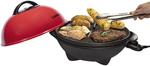 Cuisinart Indoor/Outdoor Electric Grill, 2-in-1 Portable BBQ with Nonstick Cooking Surface, Electric Grill Outdoor with Adjustable Heat, Stand/Tabletop Options for Cookouts, Barbecues, Small Spaces