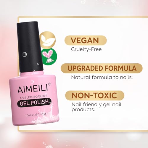 AIMEILI Soak Off U V LED Hot Pink Gel Nail Polish - Neon Peachy Pink (056) 10ml