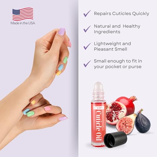 C CARE Pomegranate and Fig Roll-On Cuticle Oil | Natural Revitalizing Hydrating Nail Oil | Repaires Cuticles Overnight | Remedy For Damaged Skin And Thin Nails | Paraben Cruelty Free Formula | 10ml