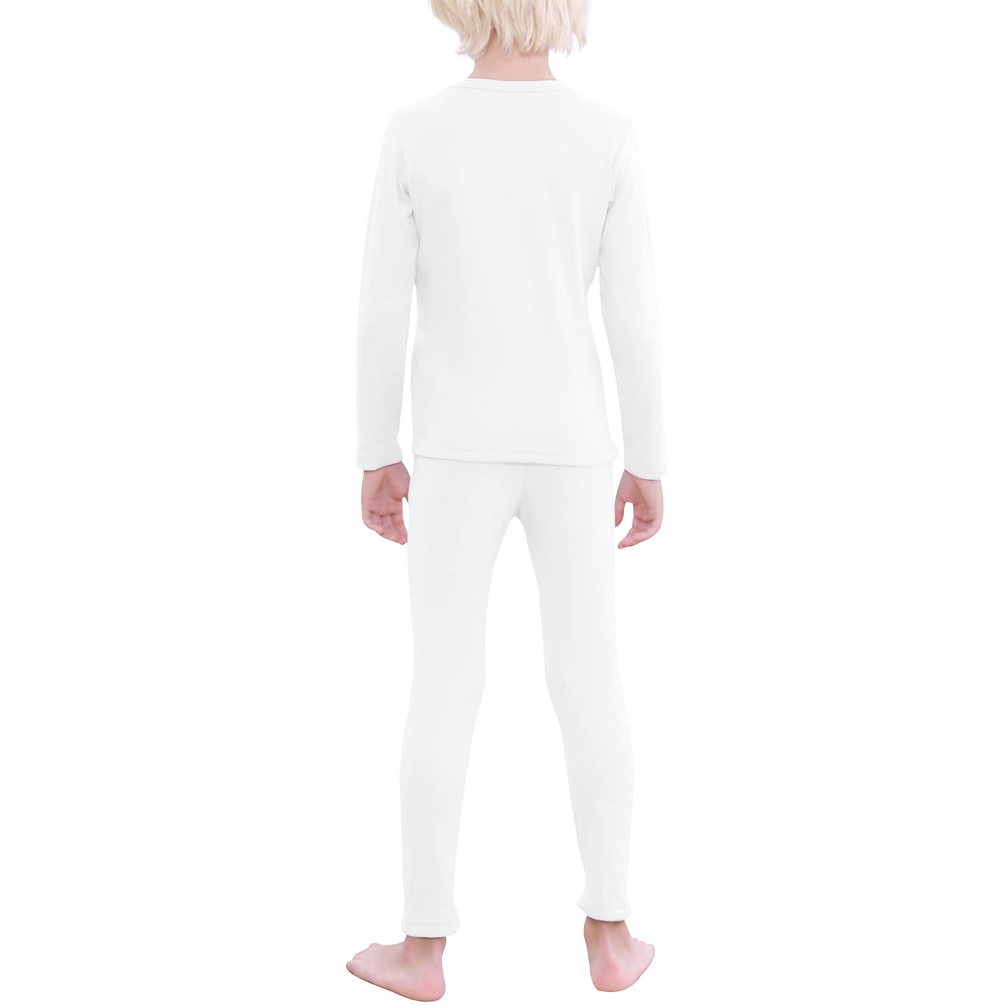 Zando Boys ThermaL Underwear Set for Kids Long Underwear Kids Base Layer for Boys GirLs Compression Long JohnsB White9T-10T