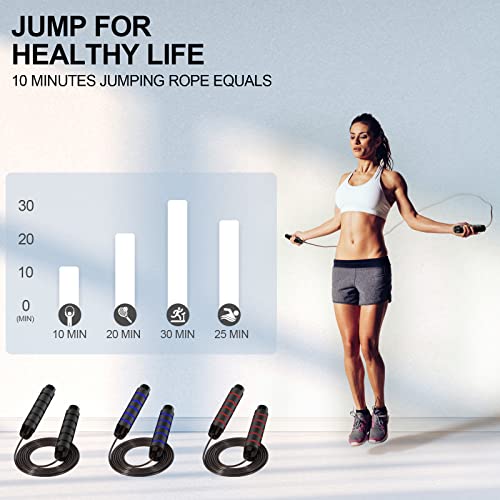 FITMYFAVO Jump Rope Cotton Adjustable Skipping Weighted jumprope for Women，Adult and Children Athletic Fitness Exercise Jumping Rope (Black)