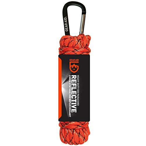 GEAR AID 325 Paracord and Carabiner, Utility Cord for Camping and Hiking,, Nav Green, 50 ft