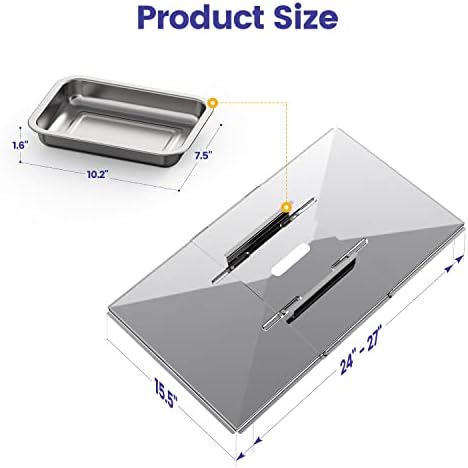 Geesta Grill Grease Tray Set, Stainless Steel Grill Replacement Parts, 24" - 27" Adjustable Grill Drip Pans Fit for Gas Grill from Dyna Glo, Nexgrill, Backyard Grill, Expert, BHG, Kenmore and More