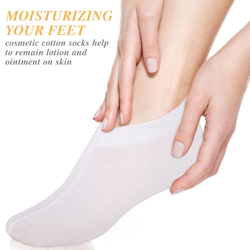 5 Pairs Foot Moisturizer Socks, Moisturizing Socks Overnight, Cotton Spa Socks for Cracked Heel Repair, Gel Spa Moisturizing Socks for Women and Men, White