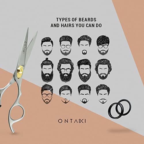 Ontaki Hair Cutting Scissors 6.5" - Japanese Steel Shears for Beard & Mustache - Hand-Forged Tool for Barbers, Men & Women - Sharp Hair Shears