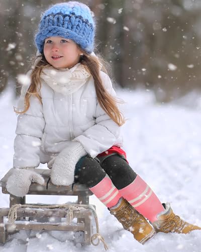 findway Kids Ski Socks, Knee-high Warm Winter Thermal Socks For Boys Girls Toddlers Skiing Snowboarding 2 Pairs