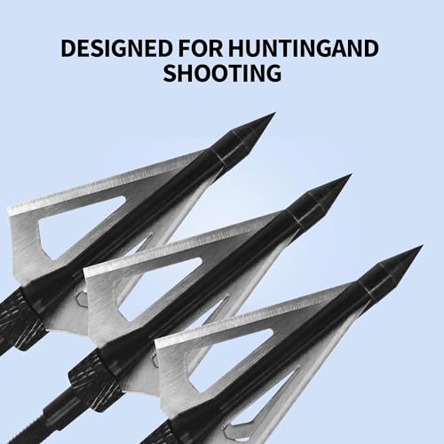 AREYCVK Archery Broadheads, 100 Grains Screw in Arrow Archery 3 Blades Hunting Heads Arrow Tips Compatible Crossbow& Compound Bow with Broadhead Storage Case (12PCS) (Black)