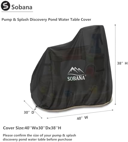 Kids Water Table Cover for Pump & Splash Discovery Pond Water Table,Waterproof Dust Proof Anti-UV Outdoor Kids Water Sensory Table Pool Cover(Cover only,Black)