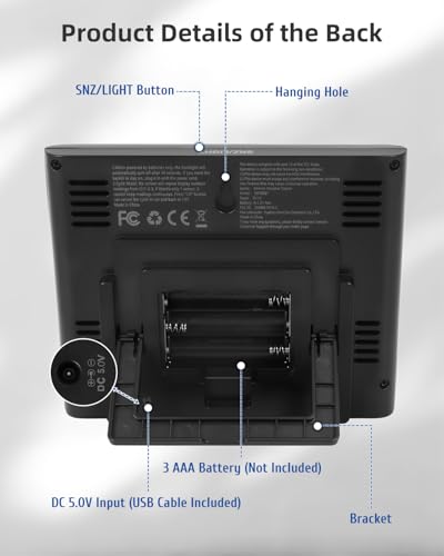 Geevon Weather Stations Wireless Indoor Outdoor Thermometer Hygrometer with Dew Point, Heat Index, Touch LCD Display Digital Weather Thermometer with Alarm Clock and Adjustable Backlight