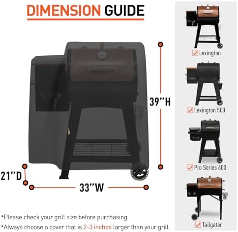 Grill Cover Compatible with Pit Boss Lexington 500, Lexington 540, Pro 600 and Tailgater, Heavy Duty Waterproof Wood Pellet Smoker Cover, All Weather Protection for Onyx Edition Grill