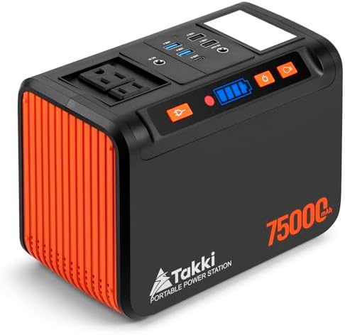 Takki Portable Power Station 277Wh, Camping Backup Lithium Battery, 110V/250W Pure Sine Wave AC Outlet, Solar Generator for CPAP Home Use Backup Emergency Camping