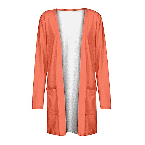 Lightweight Cardigan for Women 2024 Fall Casual Solid Long Sleeve Open Front Cardigans Outwear with Pockets