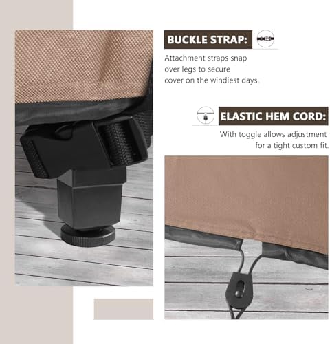 ULTCOVER Square Patio Heavy Duty Table Cover - 600D Tough Canvas Waterproof Outdoor Dining Table and Chairs General Purpose Furniture Cover Size 106 inch