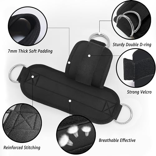 Anemeeoke Fitness Ankle Straps for Cable Machine, Kickbacks Glute Workouts, Lower Body Exercises, Adjustable Leg Straps with Neoprene Padding Men Women(Black)