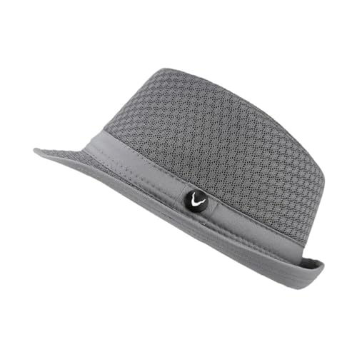 The Hat Depot Light Weight Classic Soft Cool Mesh Crushable Fedora hat (S/M, Grey)