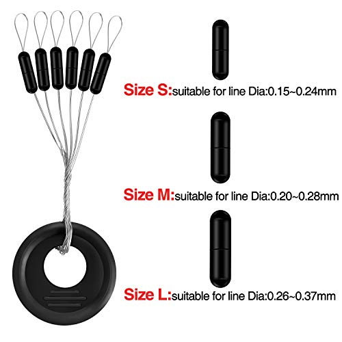 Outus 1200 Pieces Fishing Rubber Bobber Beads Stopper 6 in 1 Float Sinker Stops (Black Column Shape, Small)
