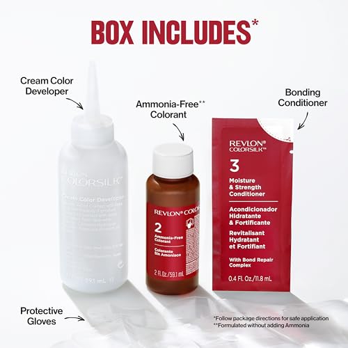 Revlon ColorSilk with Bond Repair Complex, Brown Permanent Hair Color, 100% Gray Coverage, Ammonia Free Hair Dye, Vegan Keratin, 51 Light Brown (Pack of 3)