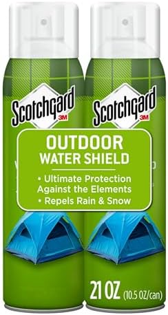 Scotchgard Outdoor Water Shield, Water Repellent Spray for Outdoor Fall and Winter Gear and Patio Furniture, Fabric Spray for Protection Against the Rainy Fall Weather, 21 Ounces (2 Cans)