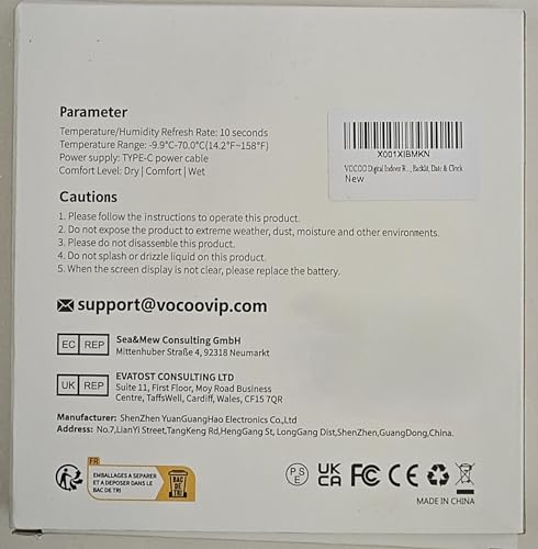 VOCOO Digital Indoor Room Thermometer - 5.8'' Extra Large Display Temperature Humidity Sensor with Accurate Temp Humidity Gauge Monitor, Calibration, Max & Min Records, Comfort, Backlit, Date & Clock
